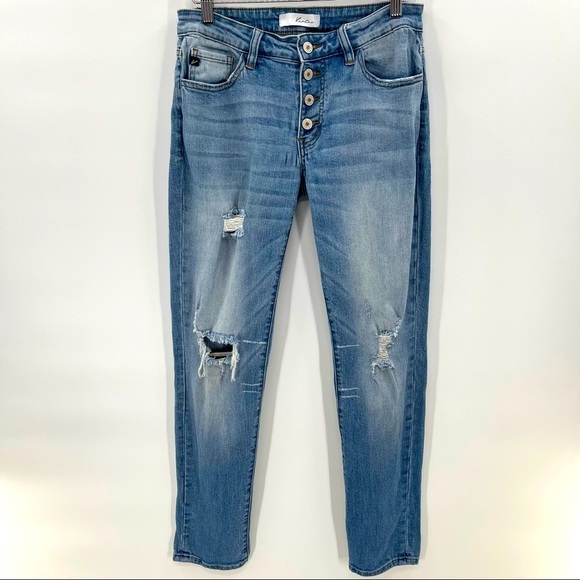 KanCan Light Wash Distressed Button Fly Jeans Size 26 - Picture 1 of 8